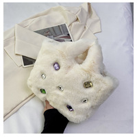 Herfst/winter Nieuwe Pluche Tas Mode Niche Design Hoge Kwaliteit Pluche Handtas Diamant Steentjes Schoudertas