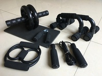 SP Kit de 7 Piezas de Equipo de Gimnasio, Rodillo de Entrenamiento Muscular, Rodillo Abdominal, Barra de Flexiones, Cuerda para Saltar
