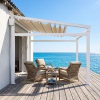 Pergola pliante en tissu imperméable avec option d'éclairage LED intégré, directement de l'usine, pour villa, patio et terrasse
