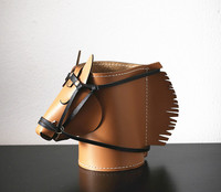 Tube de rangement pour pinceaux de maquillage, porte-stylos, organisateur, boîte à télécommande en cuir écologique au design créatif de cheval