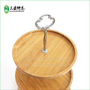 ถาดผลไม้ไม้ไผ่หลายชั้น, ชั้นวางของว่างสำหรับน้ำชายามบ่ายทำจากไม้ไผ่และไม้, ถาดผลไม้อบแห้งสำหรับโรงแรม, ถาดไม้ไผ่แบบหมุนได้ - Product Image 2