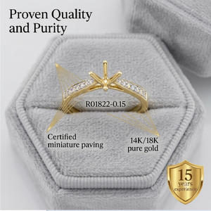 Montura Semifabricada de Oro Amarillo de 18k con Engaste de Cuatro Puntas para Joyeros Profesionales - Product Image 3