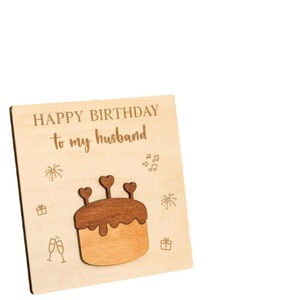 Décorations de fête d'anniversaire en bois, cartes de vœux en bois, enveloppes en bois, copeaux en bois « joyeux anniversaire », créations artisanales en carton massif - Product Image 2