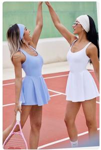 Tennis-Golf kleid für Damen mit U-Ausschnitt und eingebauten Shorts Ärmelloses Workout Active Athletic Dress - Product Image 4