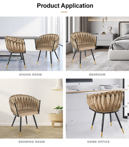 <span class=keywords><strong>Chaise</strong></span> de salle à manger moderne <span class=keywords><strong>avec</strong></span> pieds en métal fantaisie, accoudoirs et assise en velours français – Convertible pour la maison, l'hôtel ou l'appartement - Product Image 4