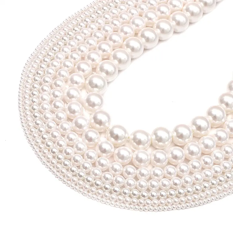 YINING vente en gros 6-22mm rond pas cher ABS perles de perles en plastique blanc Imitation perle pour la fabrication de bijoux bracelet à bricoler soi-même collier artisanat