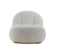 Fauteuil de salon confortable en tissu Teddy de style nordique moderne, housse ignifuge, structure en bois, pieds en acier inoxydable - Salon, chambre, hôtel