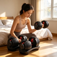 Haltères réglables en acier et silicone 40 kg (90 lb) avec poignée rotative à sélection rapide pour exercices de base à domicile