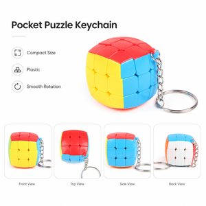 Llavero de Cubo Mágico Portátil 3x3 cm, Mini Rompecabezas de Bolsillo de Plástico Ligero con Cadena Metálica, Giro Suave para Mochila/Bolso - Product Image 1