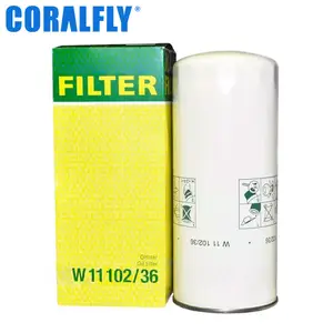 Piezas de filtro de aceite de motor de camión, W11102/36 W11102 para filtros de aceite Mann, venta al por mayor