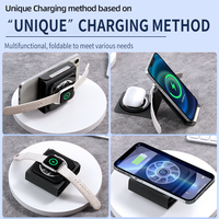 Chargeur sans fil multifonction Téléphone mobile et accessoires 3 EN 1 Chargeur sans fil pliable 15w Charge rapide