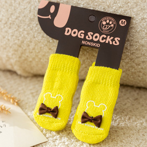 Chaud chiot chien chaussures doux respirant <span class=keywords><strong>Pet</strong></span> tricots chaussettes anti-dérapant dérapage conception mignon teckel dessin animé impression chats Style de noël - Product Image 4