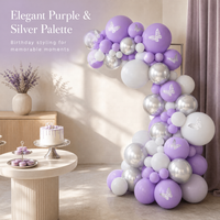 Kit d'arche de ballons en latex violet et argent chromé métallique pour décorations de fête de la Saint-Valentin, de mariage, de Noël et de Pâques en Chine