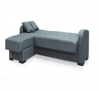 Canapé d'angle moderne en forme de L avec lit, ensemble de rangement en tissu, écologique, confortable, gris foncé, adapté aux petits appartements