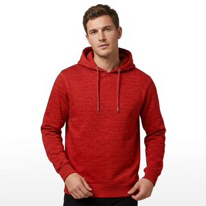 เสื้อฮู้ดสีแดงสำหรับผู้ชาย PUFFIN SPORTS แบบสั่งทำพิเศษ ทรงพอดีตัว ผ้าถักเนื้อฝ้าย สวมใส่สบายในฤดูใบไม้ร่วง มีกระเป๋า - Product Image 1