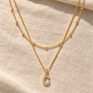<span class=keywords><strong>Collana</strong></span> a strati <span class=keywords><strong>con</strong></span> <span class=keywords><strong>iniziale</strong></span> da donna, catena a sfera <span class=keywords><strong>con</strong></span> strass, <span class=keywords><strong>ciondolo</strong></span> a lettera dell'alfabeto A-Z, gioielli personalizzati - Product Image 2