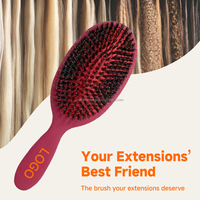 Brosse à cheveux en poils de sanglier avec logo personnalisé pour perruques et extensions capillaires |   Brosse démêlante pour cheveux humides et secs avec coffret cadeau