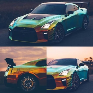 Gran oferta, envoltura de <span class=keywords><strong>vinilo</strong></span> para coche negro cromado iridiscente, película automática de alto <span class=keywords><strong>brillo</strong></span> con <span class=keywords><strong>brillo</strong></span> cromado que cambia de Color - Product Image 4