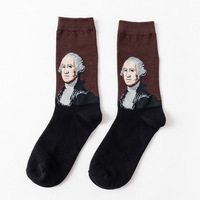 Chaussettes amusantes tendance automne-hiver avec logo personnalisé OEM pour adultes Chaussettes en coton Happy Stylish Painting Art Crew pour hommes