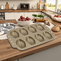 Moule à gâteau en forme de coquille de madeleine, couleur or, écologique, pour la cuisson