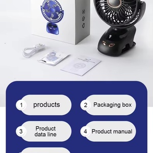 Ture 1800-3000-5400 Mah Digital Clip Fan Mini Portable USB Rechargeable Desktop Low Noise Long <b>Battery</b> Life LED Nightlight Fan - Product Image 6