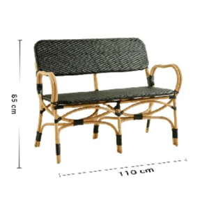 Chaise et banc <span class=keywords><strong>de</strong></span> terrasse en rotin tressé PE pour bistro français, cadre en rotin naturel, assise romantique pour jardin, idéal pour terrasse <span class=keywords><strong>de</strong></span> café parisien - Product Image 6