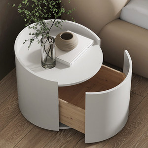 Italian Minimalist Small Unit Bedroom Furniture <strong>Circular</strong> Painted Wooden <strong>Bedside</strong> <strong>Table</strong> - Product Image 4