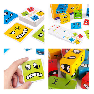 Blocchi di legno Espressioni di Corrispondenza Building Block In Età Prescolare Di Puzzle Gioco di Costruzione Cubi di Giocattoli Educativi Montessori Giocattolo per I Bambini - Product Image 5