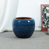 Grand kit de pot de fleurs en céramique, pot rond en marbre bleu pour la décoration intérieure et extérieure, jardin, design moderne, vente en gros