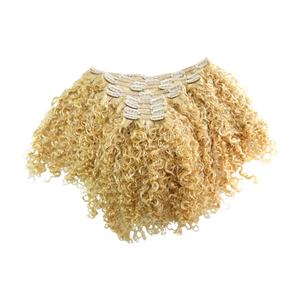 VMAE Capelli Ricci Afro 613 <span class=keywords><strong>Biondo</strong></span> <span class=keywords><strong>Chiaro</strong></span> Europeo, 100g di Capelli Umani Vergini, Facile Installazione, Aspetto <span class=keywords><strong>Naturale</strong></span>, Clip-in Classici - Product Image 2