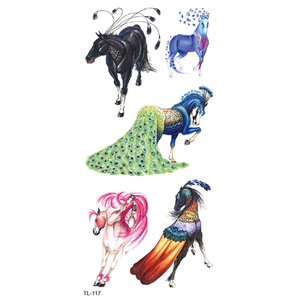 BXTAT TL115 - TL120 Autocollants de <span class=keywords><strong>tatouage</strong></span> <span class=keywords><strong>temporaire</strong></span> colorés avec motifs d'aigle, de renard, de <span class=keywords><strong>cheval</strong></span>, de paon, de chats et de hiboux - Product Image 3