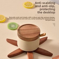 Sous-plat créatif en bois de hêtre en forme d'arbre irrégulière, résistant à la chaleur et anti-brûlure, support de pot/sous-verre pour la maison