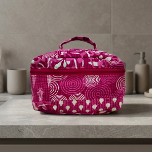 Sac cosmétique matelassé à imprimé bloc durable Fuchsia Swirl - Product Image 2