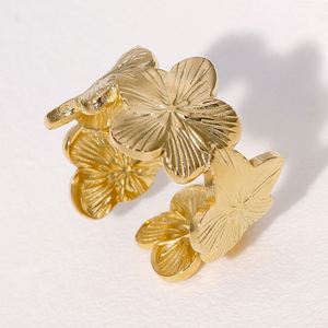 Anillos Ajustables de Acero Inoxidable con Forma de Flor Dorada para Mujer, en Oferta - Product Image 1