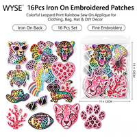 Patchs brodés thermocollants imprimés léopard arc-en-ciel, appliques brodées animales et florales pour veste, chapeau, sac, décoration de vêtements DIY