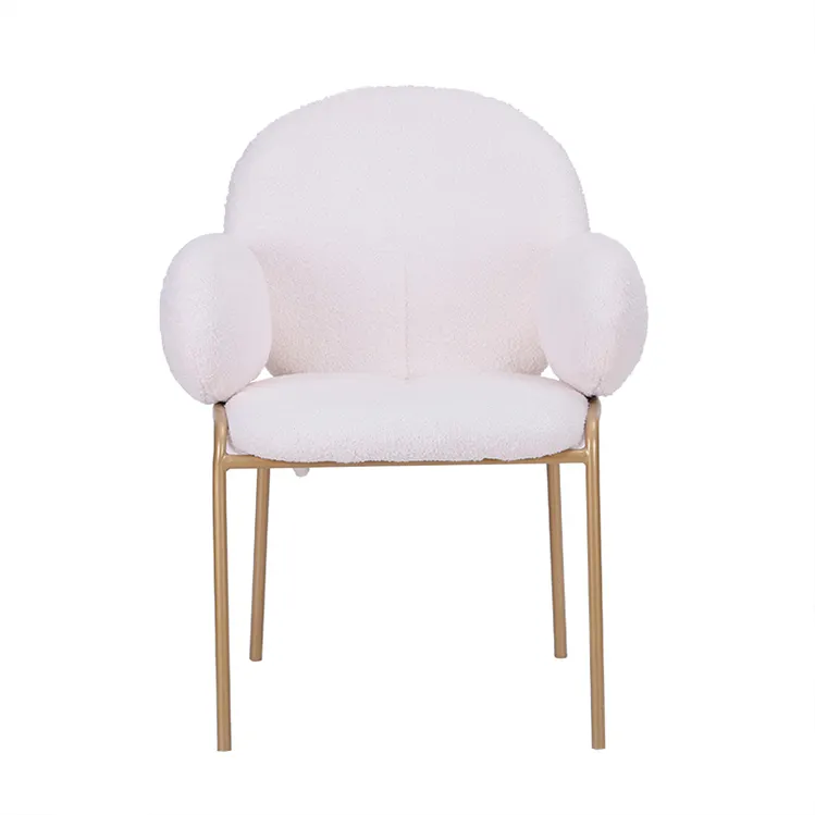 Chaises de salle à manger d'accent, chaise blanche de luxe en acier inoxydable, chaise de salle à manger moderne avec pieds dorés