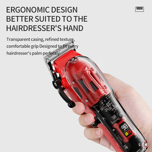 Máquina <span class=keywords><strong>de</strong></span> Peluquería <span class=keywords><strong>Profesional</strong></span> Transparente Recargable por USB para Hombres, Cortadora <span class=keywords><strong>de</strong></span> Pelo Eléctrica Inalámbrica Roja - Product Image 2
