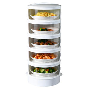Vaporera eléctrica de alimentos multicapa de plástico con tapa para uso doméstico, diseño apilable de 5 niveles - Product Image 1