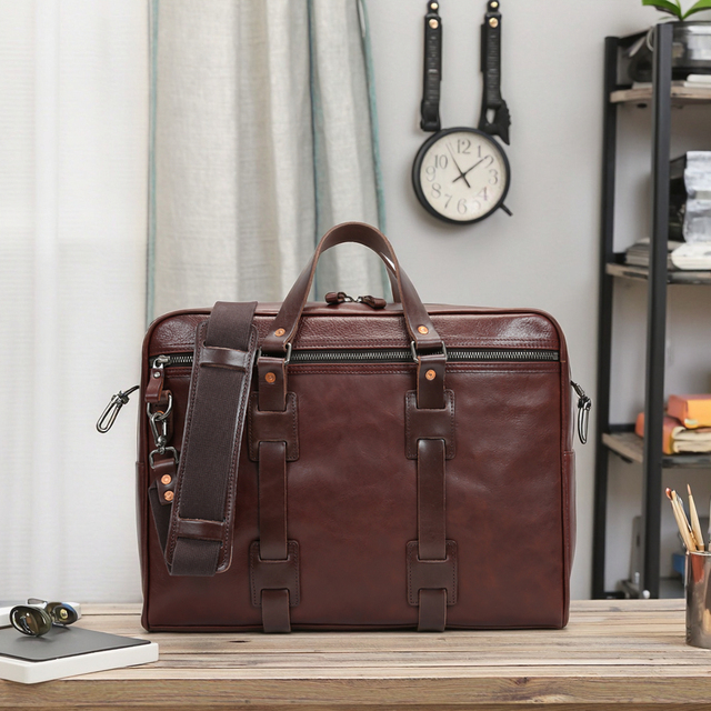 New Genuine Leather Business Briefcases Bag for Men Genuine Leather Laptop Bag Women Men Leather Bags Men Laptop Briefcase
