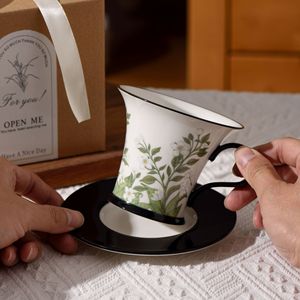 Vintage <b>Floral</b> Coffee Cup and Saucer Set 250ml Ceramic Tea Cup Set in Gift <b>Box</b> - Product Image 4