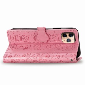 Custodie per telefono in pelle con stampa a rilievo personalizzata, design simpatico di gatti e cani, porta carte e portafoglio per <span class=keywords><strong>iPhone</strong></span> <span class=keywords><strong>11</strong></span> - Product Image 3