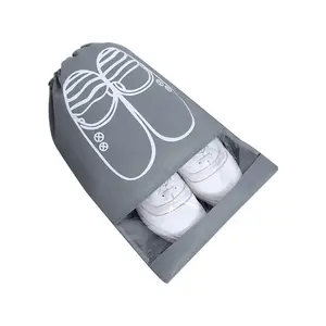 Bolsa de almacenamiento a prueba de polvo para zapatos, bolsa de almacenamiento de tela no tejida con cordón de impresión gruesa, impermeable, a prueba de humedad