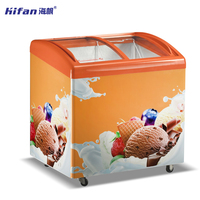Congélateur Réfrigérateur Commercial Hifan 280L en Aluminium à Refroidissement par Air pour Vitrine de Crèmes Glacées de Supermarché
