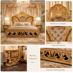 Meubles <span class=keywords><strong>de</strong></span> chambre à coucher <span class=keywords><strong>de</strong></span> luxe haut <span class=keywords><strong>de</strong></span> gamme, style malaisien et philippin, en <span class=keywords><strong>bois</strong></span> massif européen, avec feuille d'or, pour villa et hôtel, style antique - Product Image 4