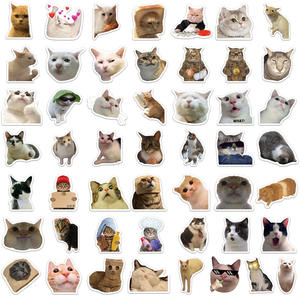 56 pièces/feuille chat Meme étanche vinyle autocollants drôle chaton Expression pour la décoration <span class=keywords><strong>de</strong></span> la maison Logo personnalisé impression sur casque d'ordinateur portable - Product Image 6