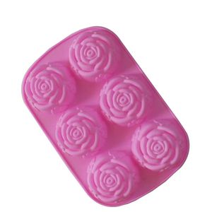 6 cavidades Rosa flor moldes de silicona cubo de hielo caramelo Chocolate pastel galleta Cupcake hornear jabón molde - Product Image 1