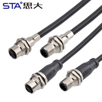 Connecteur M12 étanche IP67 industriel, prise femelle/mâle à montage sur panneau, blindée, pour câble tubulaire, 3, 4, 5, 6, 8, 12, 17 broches, 1M, 2M