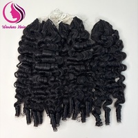 Extensions de cheveux à effet plume, bouclés birmanes, invisibles, au crochet, en cheveux humains vierges, double tirage