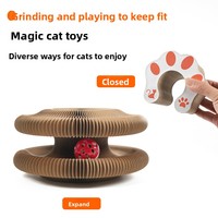Griffoir magnétique multifonctionnel pour chat, résistant à l'usure et aux rayures, avec clochette et motif empreinte de patte, pour l'exportation