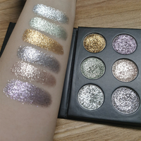 Palette de fards à paupières métalliques vegan personnalisables en gros, 6 couleurs, avec étiquette privée